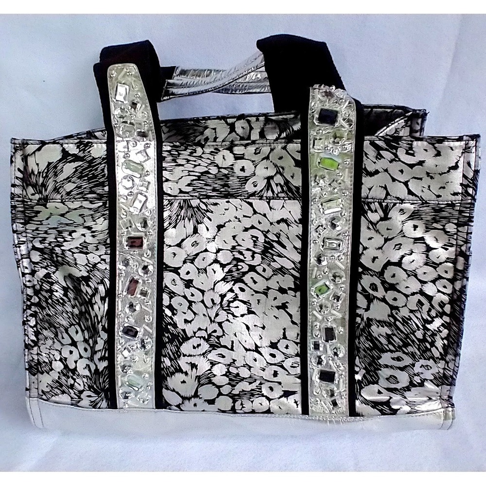 NWOT Vintage Berek Tote Bag w/original Dust Cover Black Silver Rhinestones